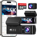 UVVlO Dash Cam Front and Rear - 2026 Upgrade 4k/2k FHD Dash Camera for Cars - 3.59" lPS Display Dual Dashcam w/Free 64GB Card, 5.8GHz WiFi, GPS, Emergency Lock, WDR, Night Vision, 24H Parking Mode by Unknown
