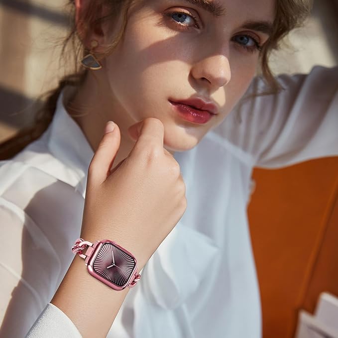 JR.DM 38mm Soft Flexible TPU Case Compatible for Apple Watch Series 3/2/1 Touchable Screen Lightweight Anti-Scratch All-Around Protector Thin Guard Shockproof Cover Shiny Bumper for iWatch, Pink - Image 8