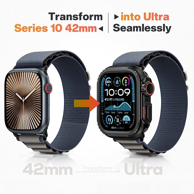 Goton Aluminum Alloy Case for Apple Watch Series 11/10 42mm, Ultra-Style Metal Bumper Protector with Ceramic Back, Shockproof Cover for Business & Daily Use - Image 4