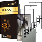Ailun Glass Screen Protector for Galaxy S24 Ultra [6.8 Inch] 3Pack + 3Pack Camera Lens Tempered Glass Fingerprint Unlock 0.25mm Ultra Clear Anti-Scratch Case Friendly [Not For S24/S24 Plus] by Ailun