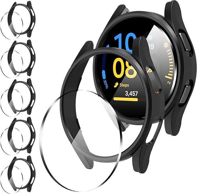 Suoman 5+5 Pack Screen Protector for Samsung Galaxy Watch FE 40mm Case,HD Screen Protector+ All-Round PC Matte Protector Cover Set for Galaxy Watch FE 40mm by Suoman