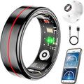 Fit Ring, Smart Health Rings for Women Men with Heart Rate,Blood Oxygen,HRV,Stress Level, Sleep Monitor, Step Tracker, No Subscription Fee, IP68 Waterproof Smart Ring for iphone &Android (Black, 10#) by Unknown