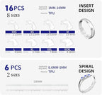 22 Pack Invisible Ring Size Adjuster for Loose Rings,2 Styles Ring Reducer Jewelry Guard Ring Resizer,Multiple 16 Inserts 8 Sizes and 6 Spirals 2 Sizes,Silicone Ring Tightener Fit for Almost Ring - Image 2