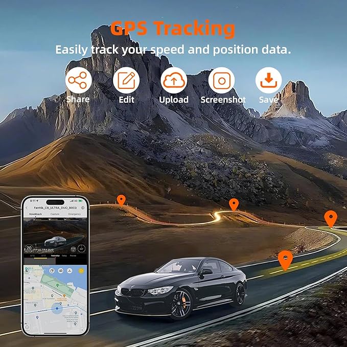 4K+1080P Dash Cam Front and Rear,FHD Wireless Dual Dashcam for Cars,Hardwire,HDR Night Vision,24H Parking Mode,5G WiFi & GPS,Car Battery Protection,Hardwire Kit,128GB Card - Image 6