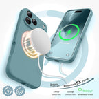 GolbinBox Magnetic for iPhone 17 Pro Case, Compatible with MagSafe, [Full Camera Protection] [Screen Protector], Silicone Shockproof Phone Cover with Anti-Scratch Microfiber Lining, Wave Green - Image 3