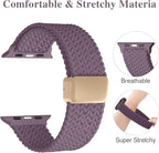 Braided Stretchy Band Compatible with Apple Watch Bands 38mm 40mm 41mm 42mm 44mm 45mm 46mm 49mm Women Men, Soft Nylon Solo Loop Magnetic Sport Strap for iWatch Series 11 10 9 8 7 6 5 4 3 2 1 SE Ultra - Image 3