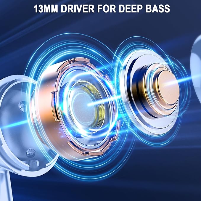 Wireless Earbuds, Bluetooth 5.3 Ear Buds LED Power Display Headphones Bass Stereo, Bluetooth Earbuds in-Ear Noise Cancelling Mic, 40H Playback Mini Case IP7 Waterproof Sports Earphones for Android iOS - Image 4