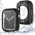 [2 Pack] 2 in 1 Waterproof Case Compatible for Apple Watch 44mm SE Screen Protector Series 6 5 4 Tempered Glass Film PC Face Cover & Back Bumper for iWatch Accessories - 44mm Black x2 by Yolovie