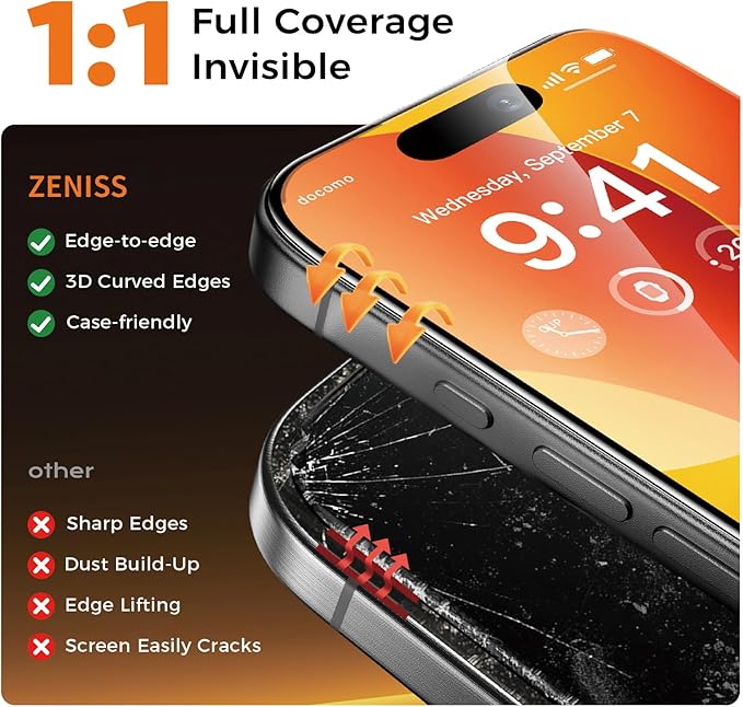 NeverBreak 9H+ Hardness for iPhone 15 Plus Screen Protector 12FT Military Grade Protection (Scratch, Shatter, Drop Resistance) 15Plus Tempered Glass Full Edge Coverage Case Friendly 6.7" 2 Pack - Image 4