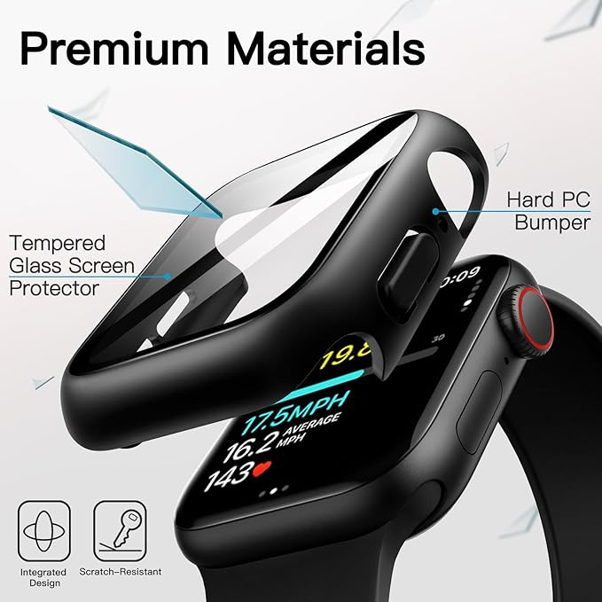 JETech Waterproof Case with Screen Protector for Apple Watch SE 3/2/1 (2025/2022/2020) / Series 6 5 4 40mm, Built-in Tempered Glass Film Hard PC Bumper Full Protective Cover, 2 Pack (Black) - Image 4