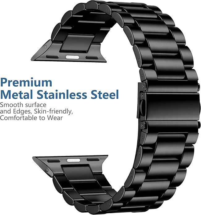 Lerobo Compatible with Apple Watch Band 44mm 42mm 40mm 38mm 41mm 45mm 46m 49mm, Solid Stainless Steel Metal Band with 2 Pack Protective Cover Case for iWtach Series 11 10 9 8 7 6 5 4 3 SE Ultra Men Women - Image 2