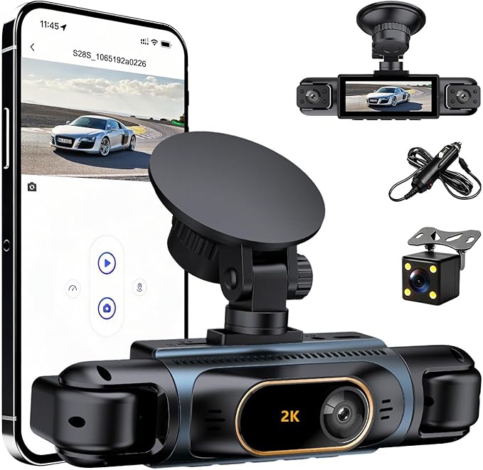 Car Camera Dash Cam Front and Rear Left Right, 4-Channel Video Recording WiFi Dashcam with Phone APP 360 Degree Car Security, HD 2K Car Dashboard Night Vision 24 Hours Parking Monitor G-Sensor by METRICSQUARE