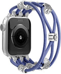 Newlibery Beaded Bracelet Compatible with Apple Watch Band 41mm 38mm 44mm 42mm 45mm 46mm 49mm Women Boho Braided Solo Loop Nylon Stretchy Dressy Strap for iWatch Serie11/10/9/8/7/6/5/4 SE 3/2/1 Ultra by Newlibery