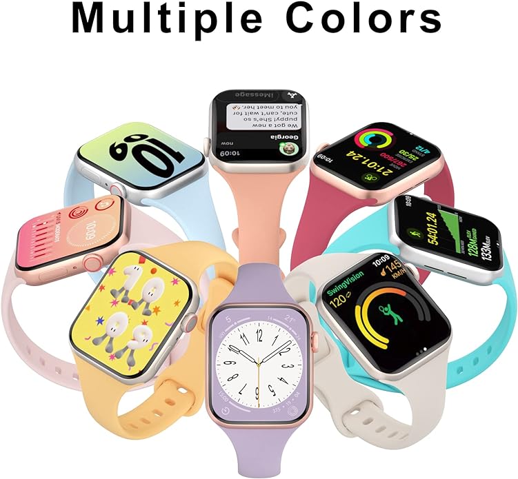 Sport Slim Silicone Bands Compatible for Apple Watch Band 38mm 42mm 40mm 44mm 41mm 45mm 46mm 49mm, Thin Narrow Replacement Strap Wristband for iWatch Series 11/10/9/8/7/SE/6/5/4/3/2/1/Ultra Women Men - Image 3