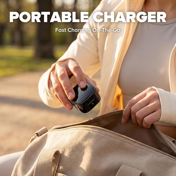 Wireless Charging Case Compatible with Ou-ra Ring Gen 4 Charger, 600mAh Portable Travel Ring Charger Fast Charging Dock with USB-C Cable (Size 8-Jet Black) - Image 6