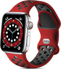 Lerobo Band for iWatch Band 41mm 40mm 42mm 38mm,Soft Silicone Sport Breathable Replacement Bands Compatible for Apple Watch SE 2 3 Series 11 10 9 8 7 6 5 4 3 2 1 for Women Men,Red/Black,S/M by Lerobo