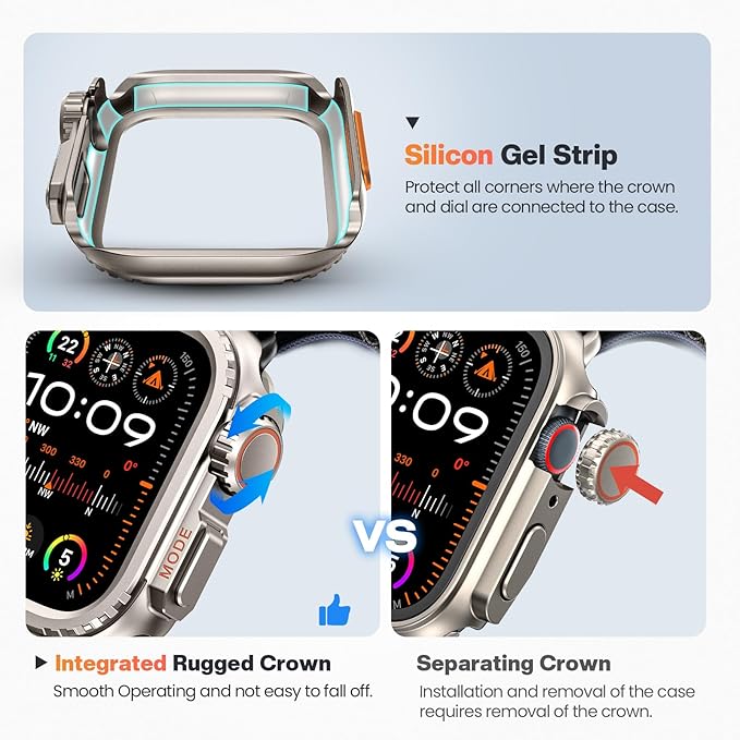 Goton Aluminum Alloy Case for Apple Watch Series 9 8 7 45mm, Ultra-Style Metal Bumper Protector with Ceramic Back, Shockproof Cover for Business & Daily Use - Image 5