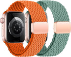 2Pcs Magnetic Braided for Apple Watch Band 41mm 40mm 45mm 44mm Ultra/3/2 49mm 38mm 46mm 42mm Women/Men,Stretchy Elastic Nylon Sport Loop Strap for iWatch Bands series 11 10 9 8 7 6 5 4 3 se 3/2 40 44 by Wowstrap