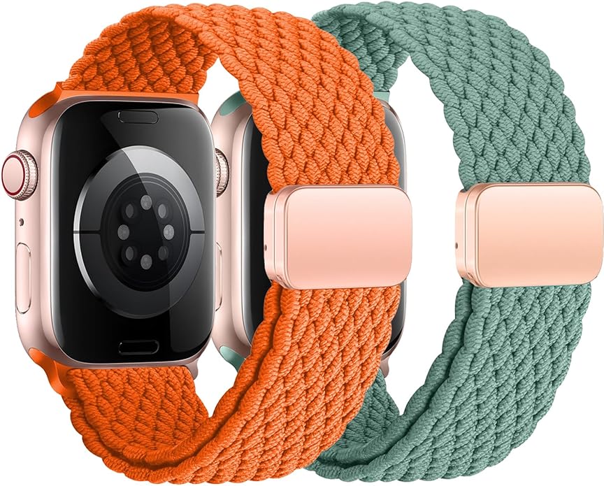 2Pcs Magnetic Braided for Apple Watch Band 41mm 40mm 45mm 44mm Ultra/3/2 49mm 38mm 46mm 42mm Women/Men,Stretchy Elastic Nylon Sport Loop Strap for iWatch Bands series 11 10 9 8 7 6 5 4 3 se 3/2 40 44 by Wowstrap