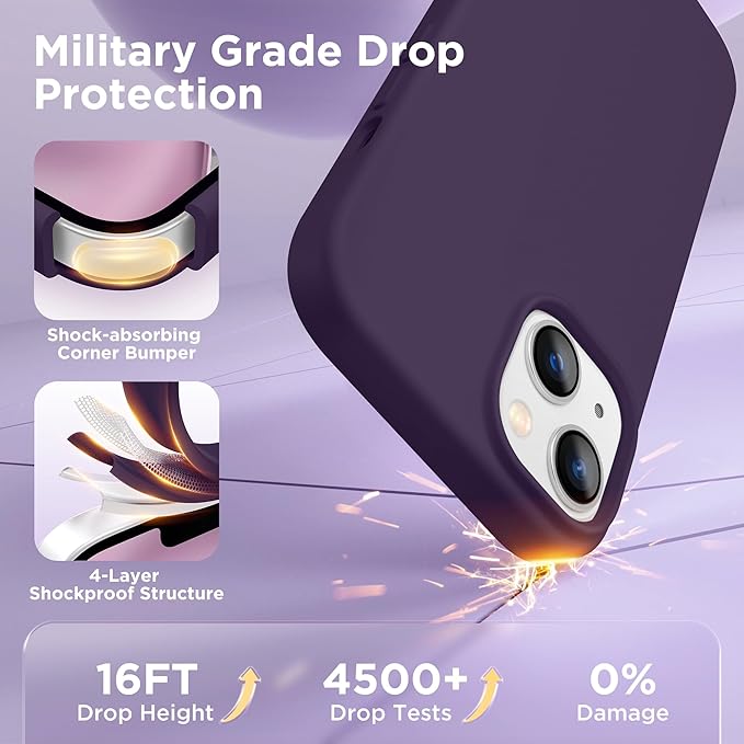GolbinBox Magnetic for iPhone 15 Case, Compatible with MagSafe, [Soft Anti-Scratch Microfiber Lining], Slim Liquid Silicone Shockproof Protective Phone Case for iPhone 15 6.1 inch, Deep Purple - Image 5