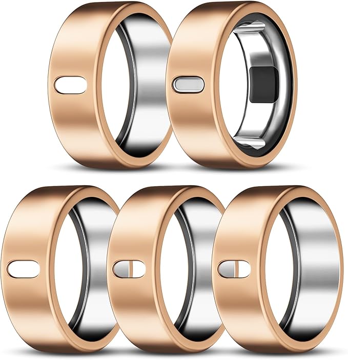 ZOOROO 5 Pack Cover Compatible with Oura Ring Gen 4/Oura Ring Gen 3/3 Horizon, Support Charging with Cover on, Anti-Scratch TPU Protector for Women Men (Rosegold*5, Size 6) by ZOOROO
