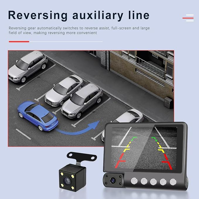 D89 Dash Cam,4" Touch Screen,1080P Front and Rear Interior Lens,IR Night Vision,WiFi App Control, GPS 24H Parking Mode G-Sensor Loop Recording Car DVR with 64G SD Card - Image 7