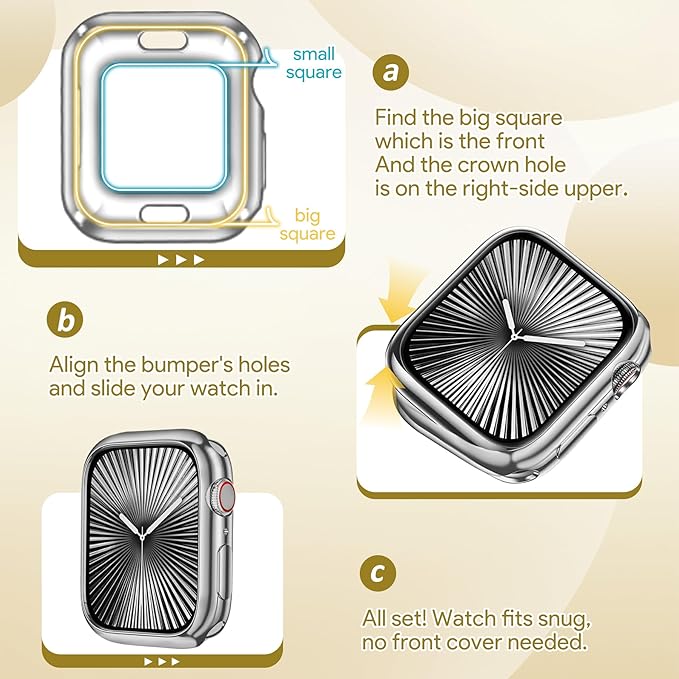 JR.DM 41mm Soft Flexible TPU Case Compatible for Apple Watch Series 9/8/7 Touchable Screen Lightweight Anti-Scratch All-Around Protector Thin Guard Shockproof Cover Shiny Bumper for iWatch, Silver - Image 2