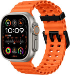 Odbeai Ocean Sport band Compatible with Apple Watch Ultra 2 3/Ultra Band for Men 49mm 46mm 45mm 44mm 42mm,Soft Silicone Breathable Waterproof Outdoors for iWatch Series 11 10 9 8-1 SE Men Women Orange by Odbeai