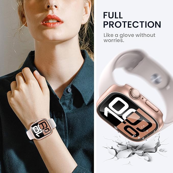 Tensea for Waterproof Apple Watch Screen Protector Case 40mm SE 3/SE 2nd Generation/SE/Series 6/5/4 Accessories, iWatch Protective PC Face Cover with Tempered Glass Film for Women Men, 40 mm - Image 5