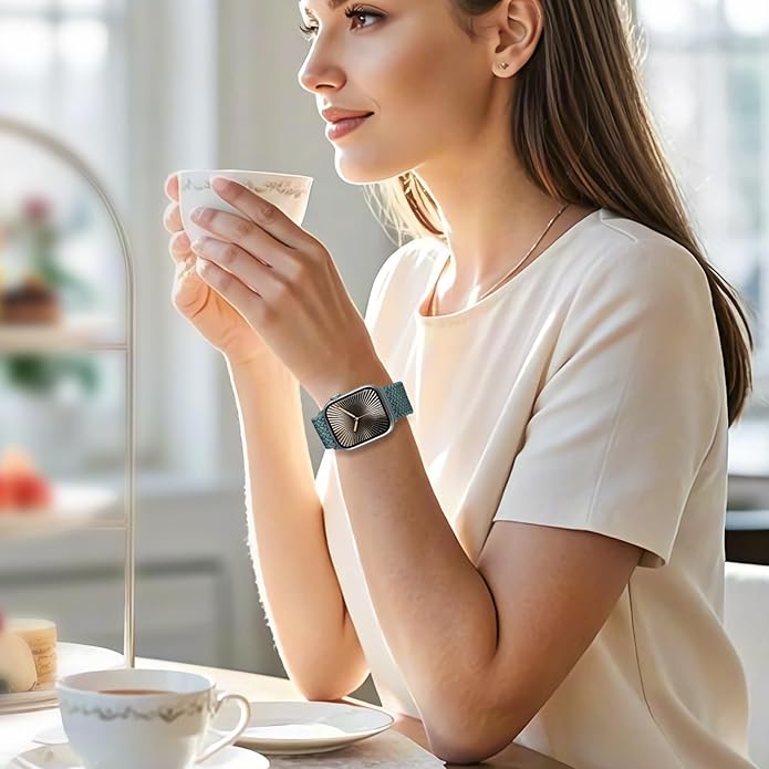 Magnetic Braided Stretchy Loop - Compatible with Apple Watch Band 42mm 46mm 40mm 41mm 44mm 45mm 38mm Ultra 3/2 49mm Women Men,Elastic Woven Fabric Nylon Strap for iWatch 11 10 9 8 7 6 5 4 3 SE Ultra - Image 8