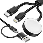 Travel Essentials,3 in 2 USB C Cable for Apple Watch Charger,iPhone Charger,Multi Charging Cable,Cruise Vacation Camping Essentials,Portable for iWatch Series 11-2/Ultra/SE & iPhone 17-12,Car,Black by ChargeBeyondPowerWithin