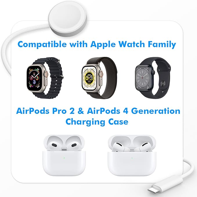 Magnetic Fast Charger for Apple Watch, Smart iWatch Charger, Compatible Apple Watch Chargers for Ultra 2/Ultra/Series 10/9/8/7/6/SE, USB C, Durable & Safe, 2-3 Hour Full Charge, Smart IC, 3FT, White - Image 9