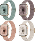 4 Pack Slim Braided Stretchy Compatible with Apple Watch Band 38mm 42mm 40mm 44mm 41mm 45mm 46mm 49mm Women Men, Solo Loop Nylon Thin Strap for iWatch Series 11 10 9 8 7 SE 6 5 4 3 Ultra by DYKEISS