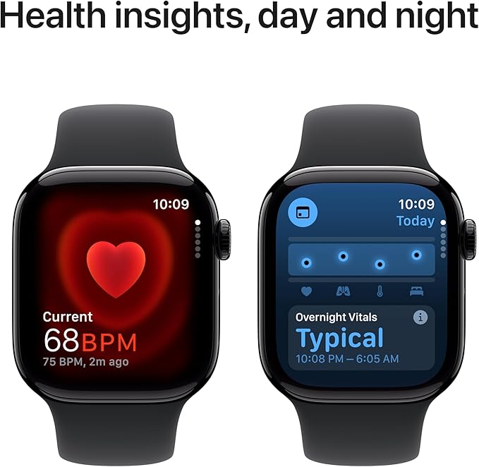 Apple Watch Series 10 [GPS 42mm case] Smartwatch with Jet Black Aluminum Case with Black Sport Band - M/L. Fitness Tracker, ECG App, Always-On Retina Display, Water Resistant - Image 6