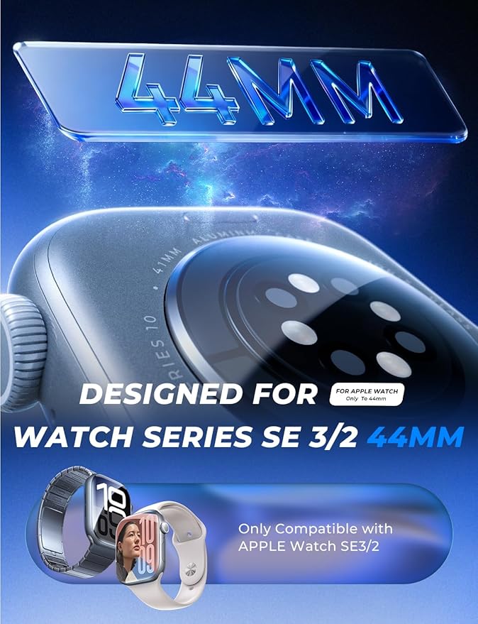 MAGIC JOHN 2-Pack Apple Watch SE 3/SE 2/SE/Series 6/5/4 44mm Screen Protector - Image 2