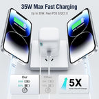 Retractable Charger for iPhone, 35W PD Fast Charger Block with Retractable Cable (31.5 inch) and Type C Ports, Portable Charger Adapter for iPhone 14/13 Pro Max/iPad/AirPods - Image 3