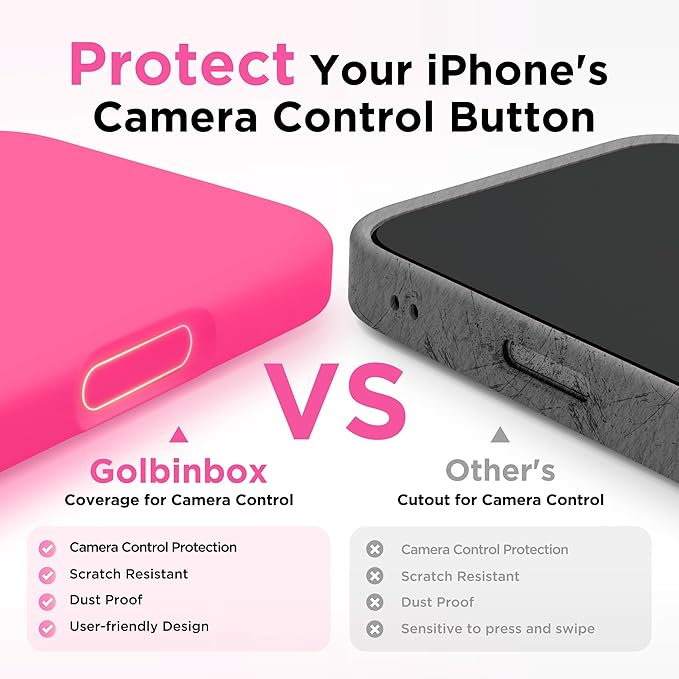 GolbinBox Magnetic for iPhone 17 Case, Compatible with MagSafe, Screen Protector + Camera Lens Protector, Liquid Silicone Shockproof Phone Cover with Anti-Scratch Microfiber Lining, Hot Pink - Image 5