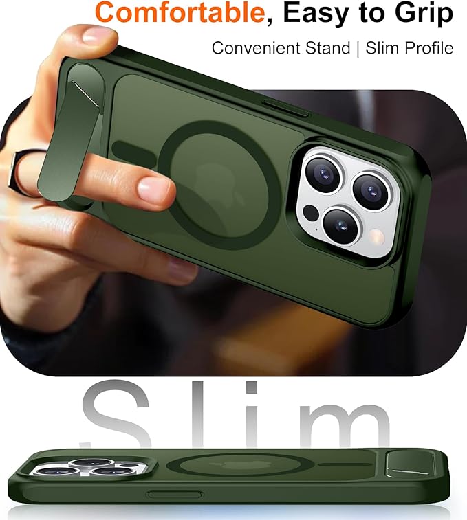 Temdan Magnetic Compatible with iPhone 15 Pro Case, [Built-in Invisible Kickstand][Compatible with MagSafe][Military Grade Shockproof] Slim Translucent Matte Phone Case for iPhone 15 Pro 6.1" - Image 7