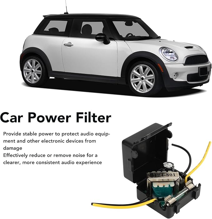 Car Power Filter Noise Ground Loop Isolator Car Audio Noise Filter 12V Car Stereo Audio Filter Noise Isolation Reducer for Stereo Audio Radio Amplifier Amp Speaker - Image 2
