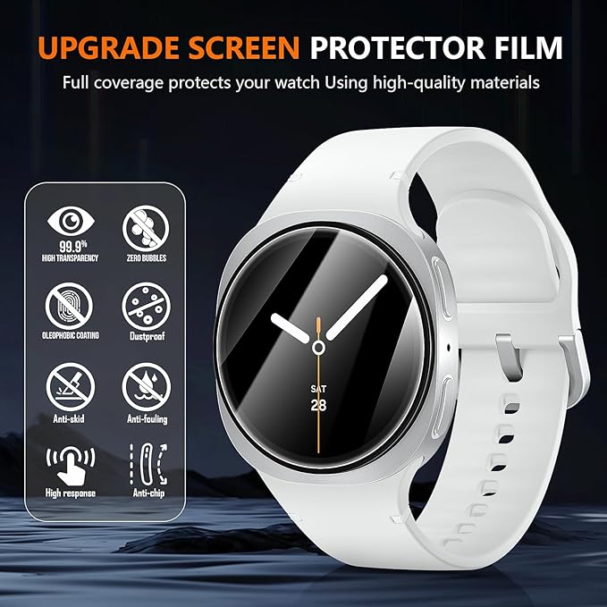 Suoman 2-Pack for Samsung Galaxy Watch 8 40mm Privacy Screen Protector,[Anti peeping] 9H Hardness Tempered Glass Protective Film +Positioning installation - Image 3