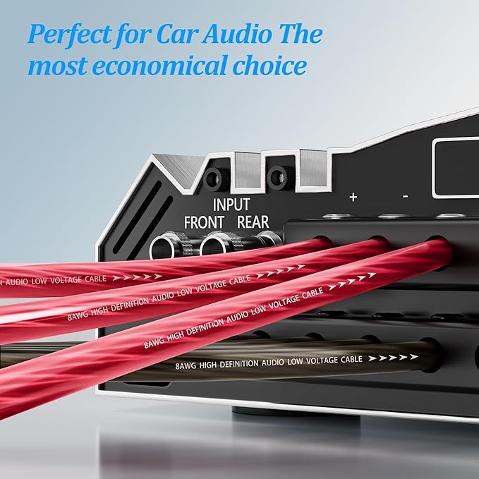 8 Gauge Wire Kit (25FT Each, Red/Black), Primary Automotive Wire, Battery Cable, Amp Wiring Kit, Car Audio Amplifier Power & Ground Cable, Car Fuse, 8AWG CCA, with 20 Heat Shrink Wrap, 20 Lugs - Image 5