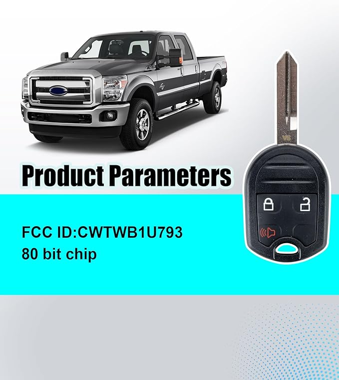 Car Key Fob Keyless Entry Self Programmable Remote Kit Replacement for 2011-2014 Ford F-150, 11-17 F-250 Super Duty, 2011-2017 Ford F-350 Super Duty (3 BTN Blade key/CWTWB1U793) - Image 2