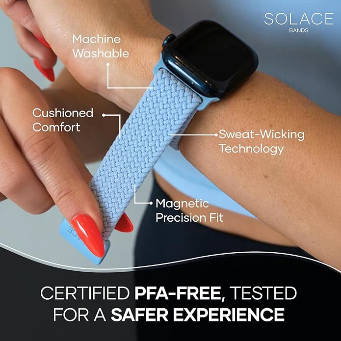 Solace Bands Imperium Adapt Wide Adjustable Nylon Braided Watch Band - Compatible with All Apple Watches - Solace Apple Watch Bands for Women & Men - Smart Watches Band Series 11-1, Ultra, SE - Image 6