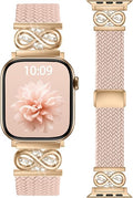 Dirrelo Braided Magnetic Stretchy Nylon Band Compatible for Apple Watch Bands Women 40/41/38/42/44/45/46/49mm, Designer Dressy Infinity Elastic Strap for iWatch Series 11 10 9 8 7 6 5 4 SE/Ultra 3 2 1 by Dirrelo
