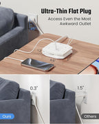 20W Travel Power Strip SUPERDANNY 3-Foot Wrap Up Extension Cord with 3 Outlets and 3 Fast Charging USBs, No Surge Protector Cruise Approved Portable Mini Travel Charger for Home Office Hotel, White - Image 6