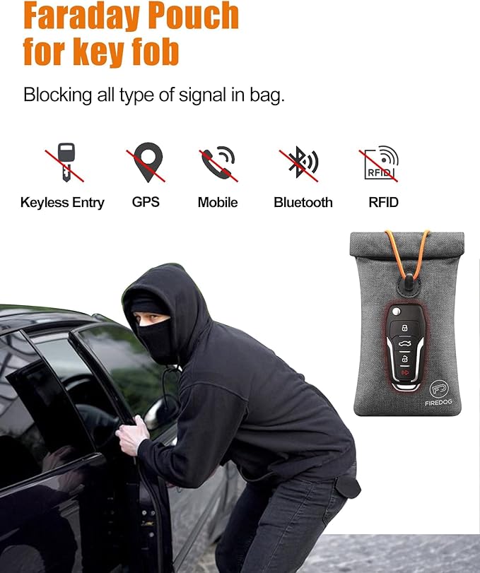 FIREDOG Faraday Pouch for Car Keys and Smartphone, Key Signal Blocking Bag, Cell Phone Keyless Entry Fob Signal Blocking Bag - Image 2