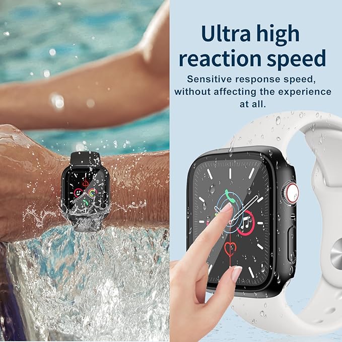 Waterproof Case for Apple Watch Series SE 3/SE 2/SE/Series 4 5 6 44mm Built-in Tempered Glass Screen Protector,[Slim Guard PC Bumper] [Touch Sensitive] Full Protective Face Cover Compatible iWatch - Image 6
