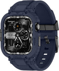 amBand Compatible with Apple Watch Series 11/10 42mm Bands Case for Men Women, M1 Sport Rugged Heavy Duty Protective Cover Tactical Strap Military Protector Bumper for iWatch Accessories - Navy Blue by amBand