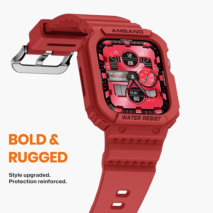 amBand E1 Sport Case Band for Apple Watch Ultra 3/2/1 & SE 3/2/1 & Series 11 10 9 8 7 6 5 4 3 49mm 46mm 45mm 44mm 42mm 41mm 40mm 38mm, Shockproof & Scratch Resistant Rugged Bumper for Men Women - Image 3