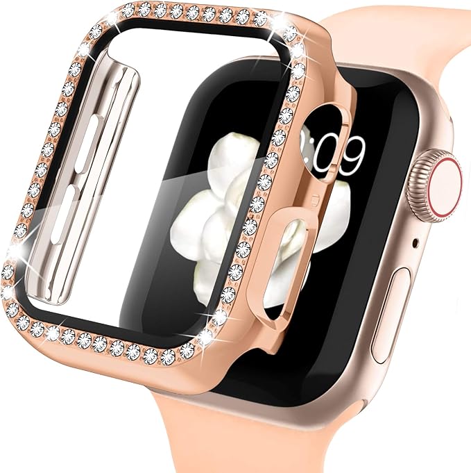 Recoppa Compatible for Apple Watch Case with Screen Protector for Apple Watch 42mm Series 3/2/1, Bling Crystal Diamond Rhinestone Ultra-Thin Bumper Full Cover Protective Case for Women Girls iWatch by Recoppa